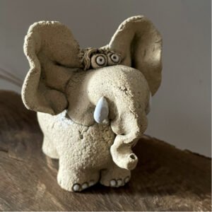 ceramic elephant figurine white clay