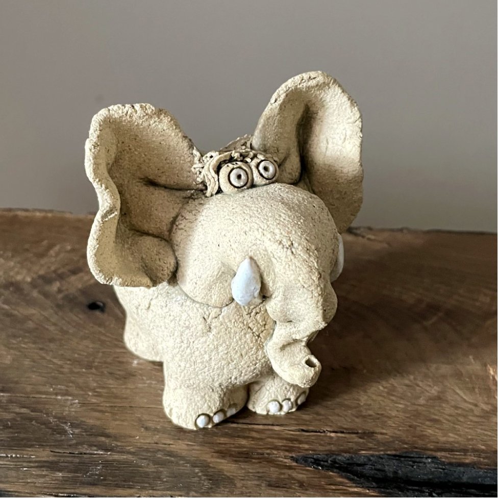 whimsical ceramic elephant pottery art