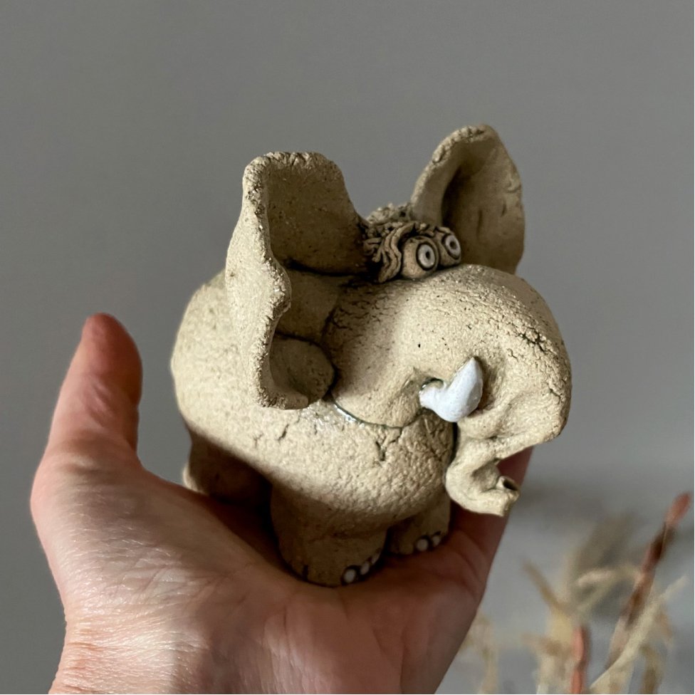 handmade pottery elephant art decor
