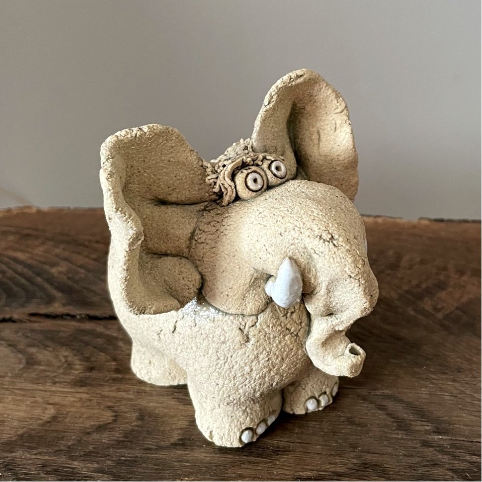 one of a kind ceramic elephant sculpture