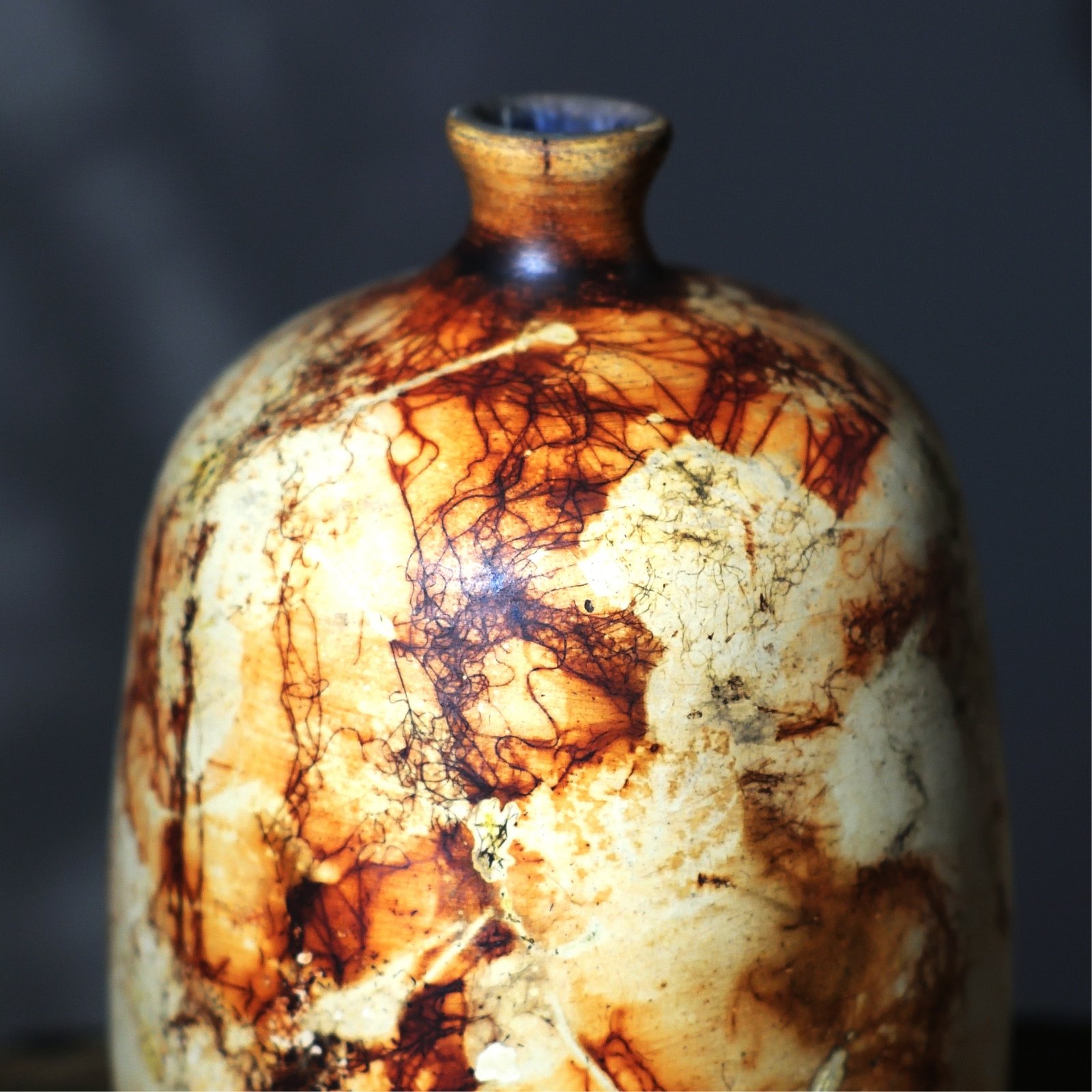 handmade ceramic art piece saggar technique