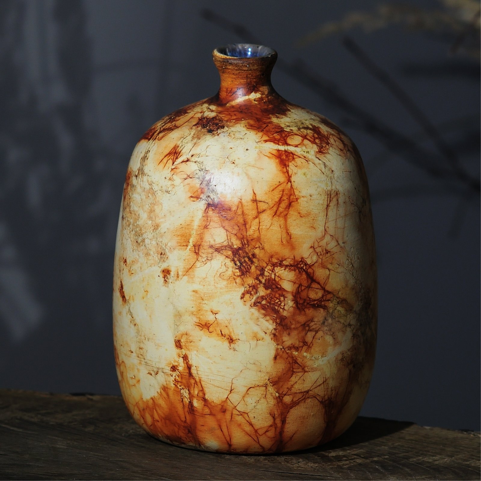 ceramic sculptural object natural firing patterns