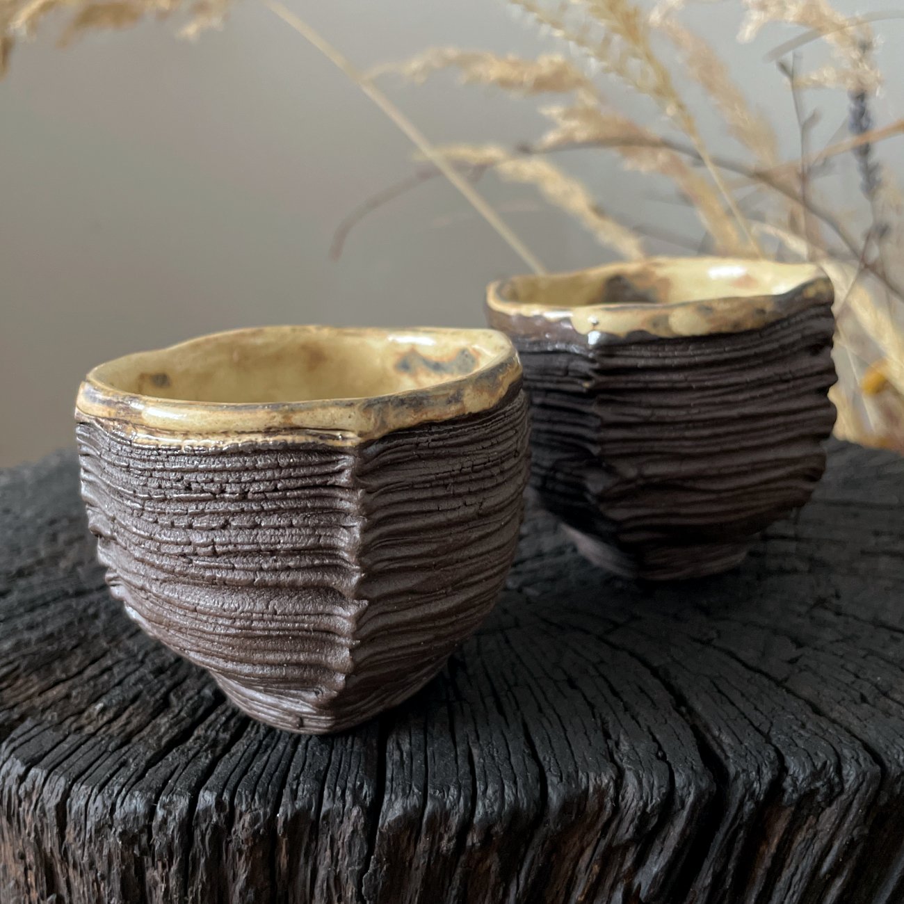 Handbuilt Black Yunomi Cup – DUNE – 85ml - Image 10