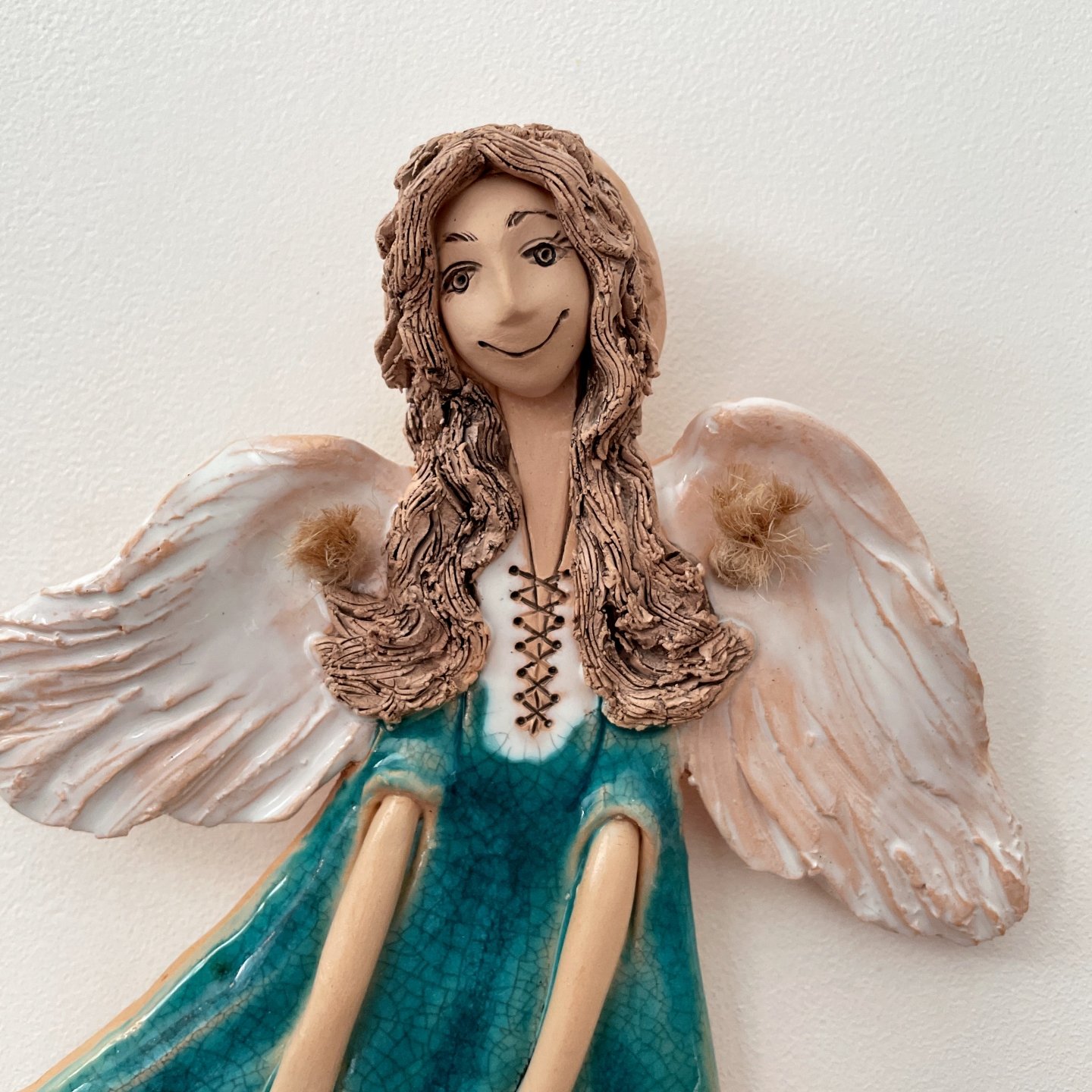 Ceramic angel wall hanging handmade pottery angel sculpture