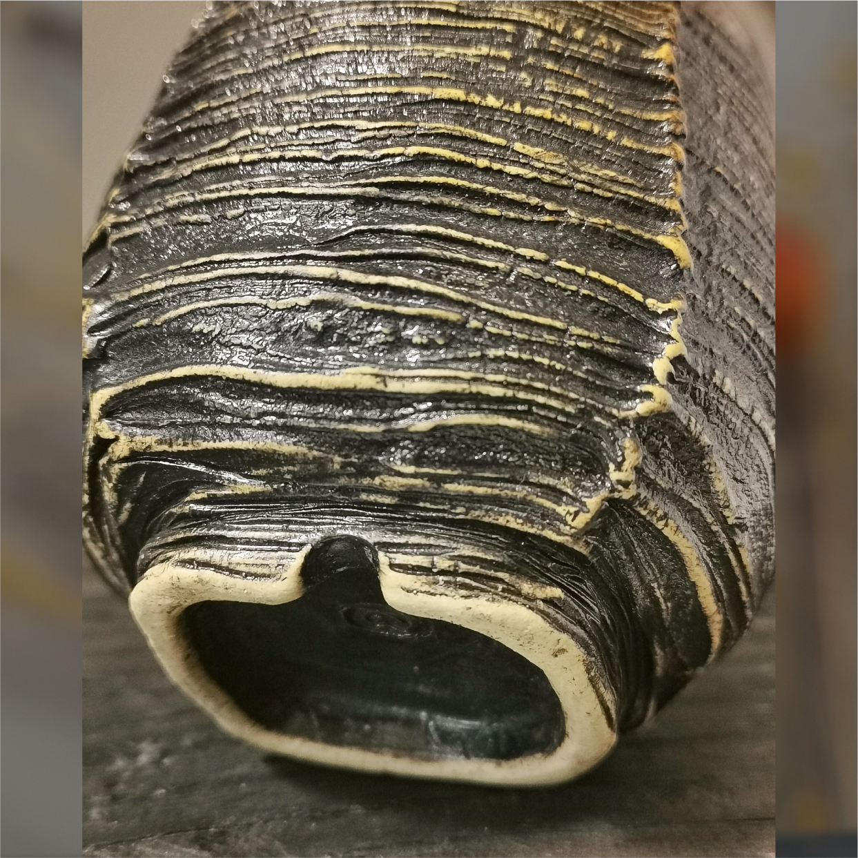 Wabi sabi style ceramic yunomi tumbler, side view