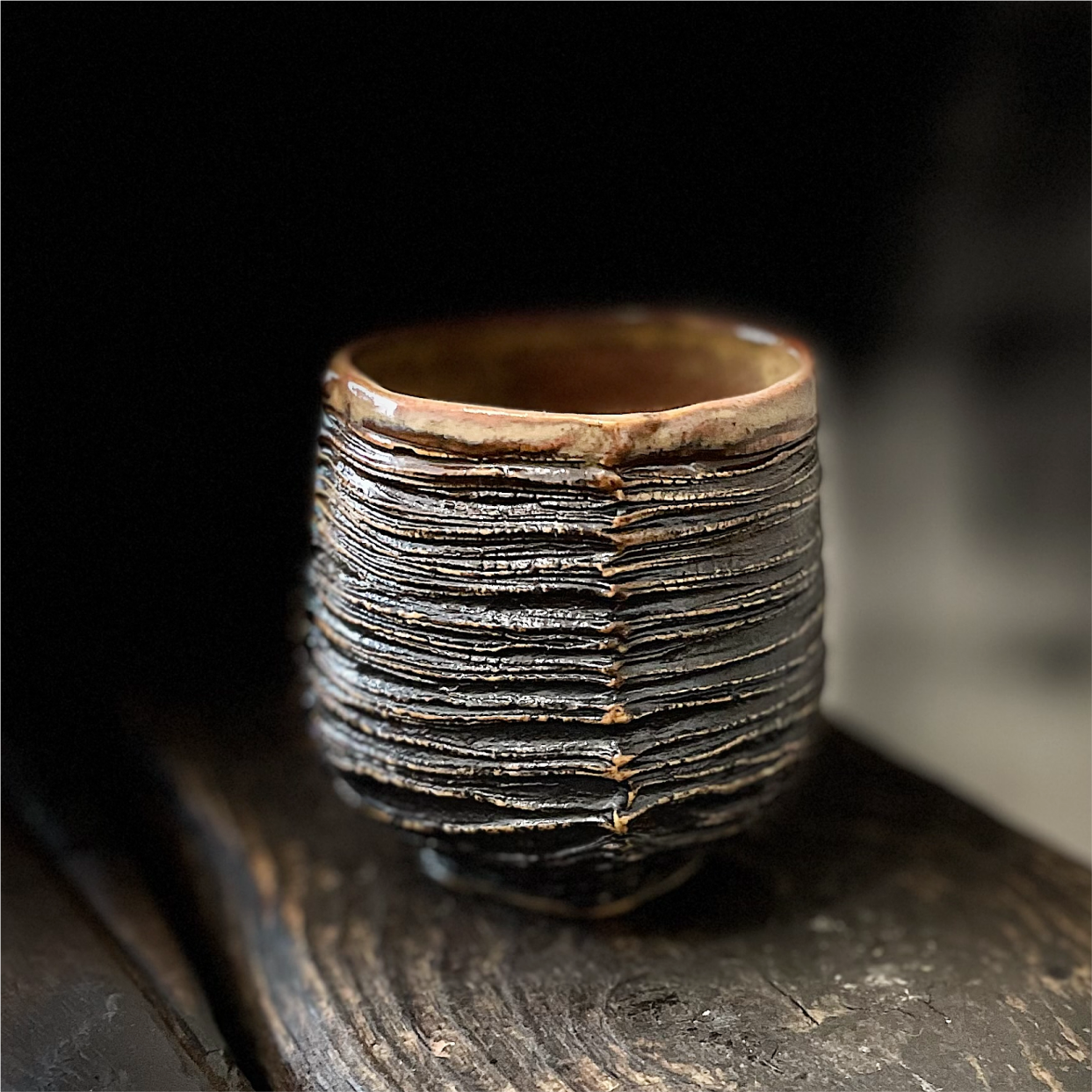 One of a kind ceramic yunomi tumbler for coffee and tea