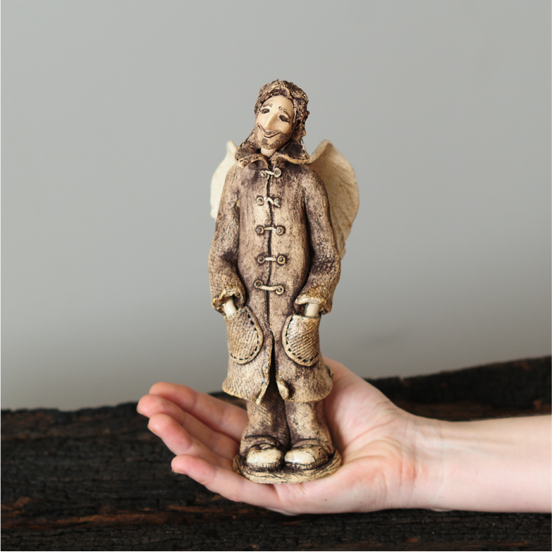 Handmade ceramic angel figurine home decor