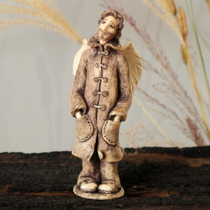 Handmade ceramic angel sculpture male guardian figure