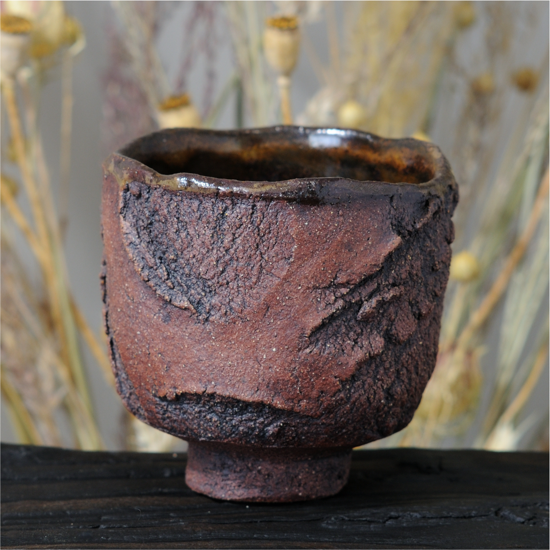 kurinuki inspired ceramic yunomi cup carved texture