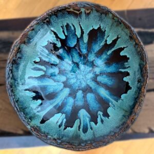 Handmade Ceramic Serving Platter – Blue Glaze – 28 cm