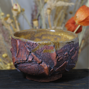 Handmade ceramic bowl kurinuki technique, textured stoneware bowl PAUSE