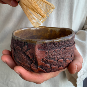 Handmade ceramic bowl kurinuki technique, textured stoneware bowl MOMENT