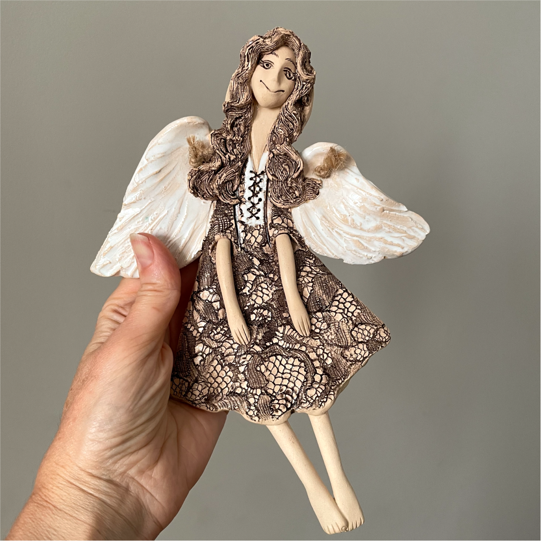 handmade ceramic angel wall decor