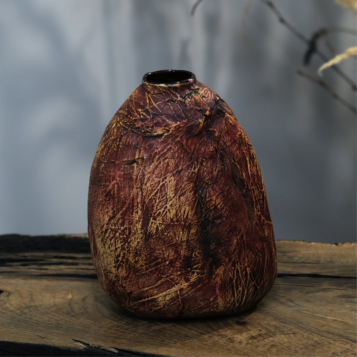 Rustic Textured Ceramic Vase - Image 2