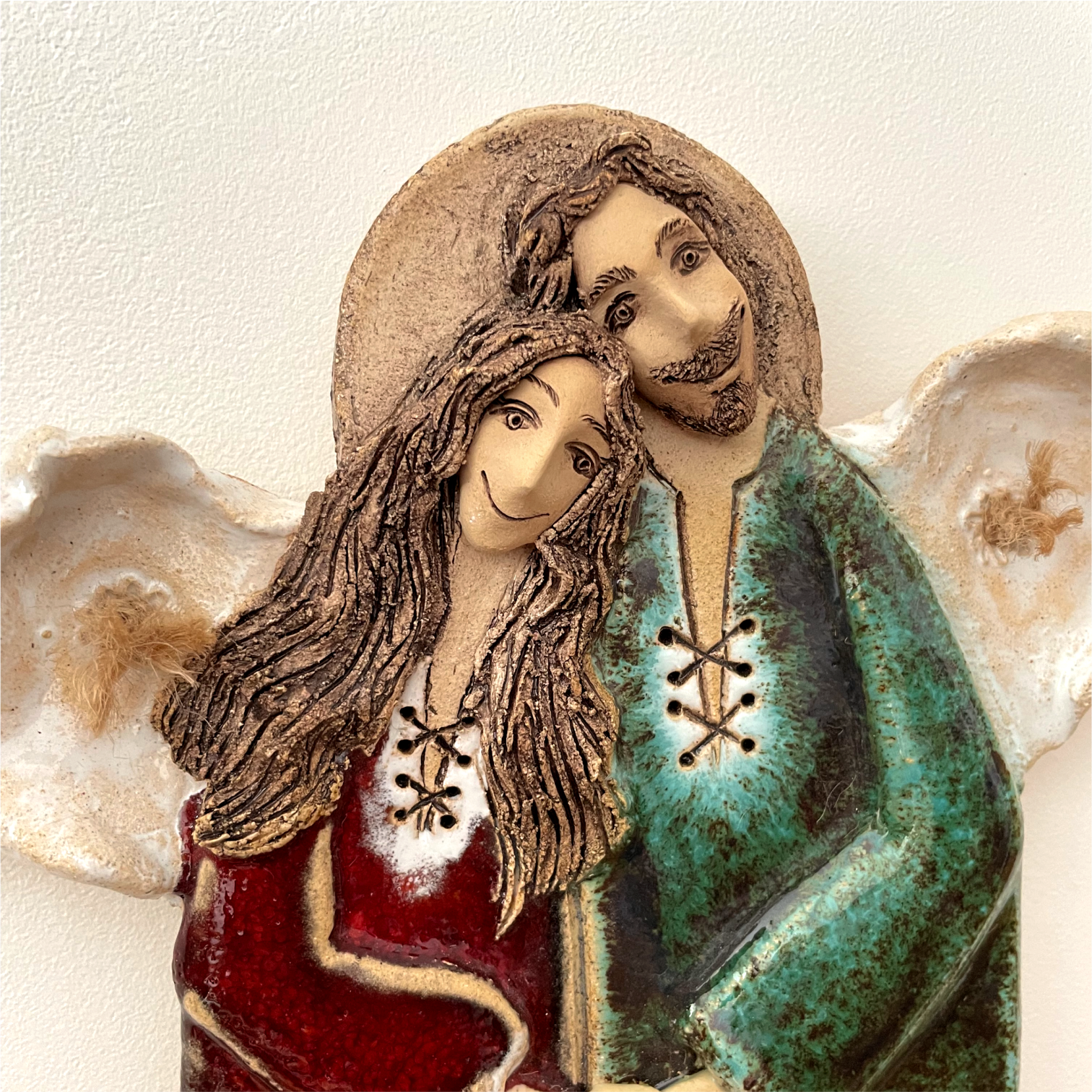 ceramic angel couple wall decor