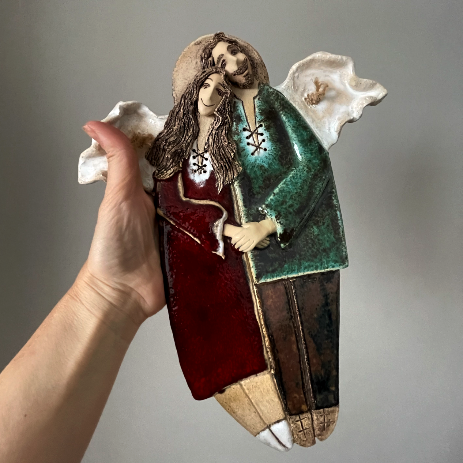 handmade ceramic angel wall hanging