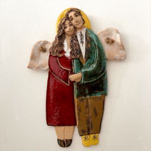angel couple wall art ceramic handmade