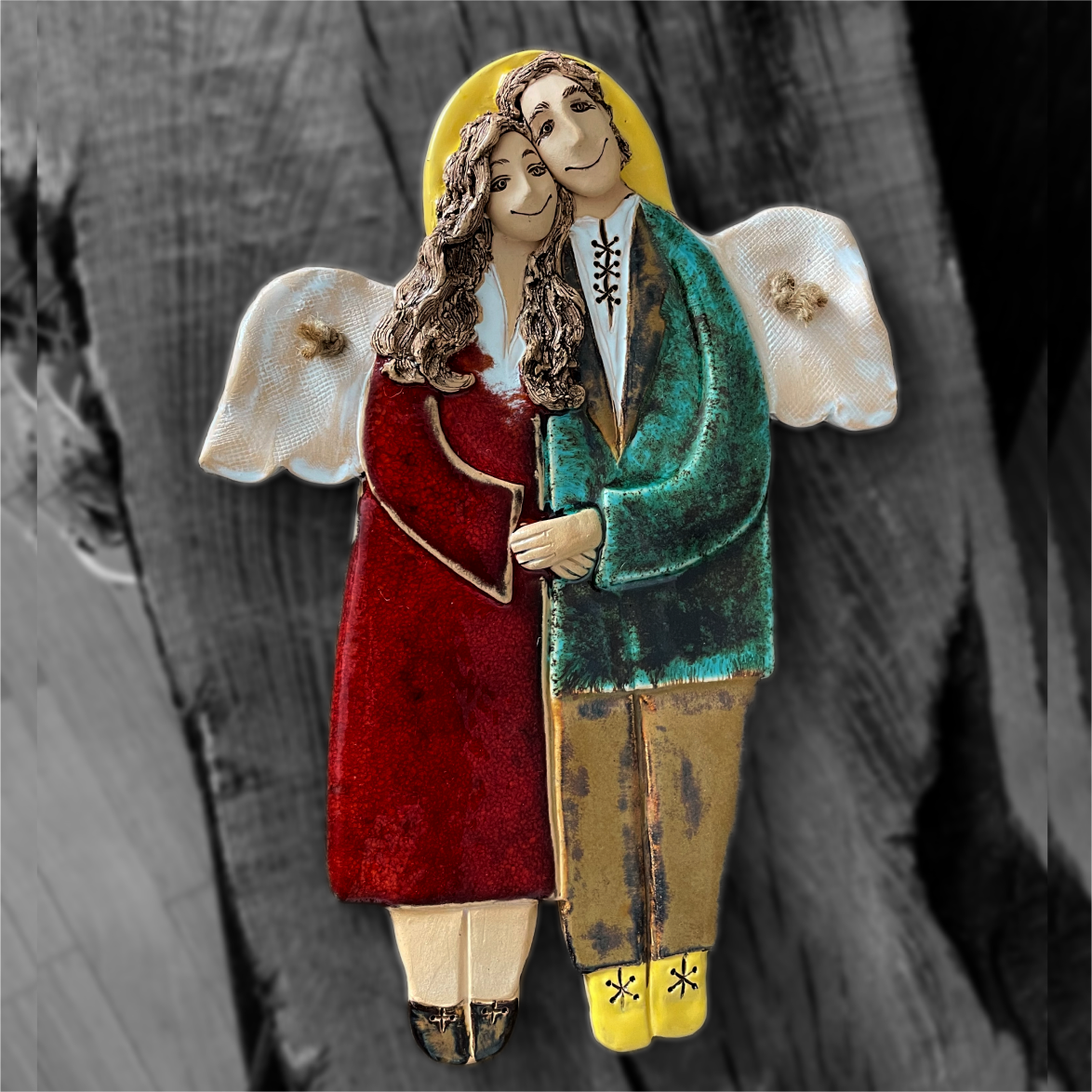angel couple wall art one pair of wings