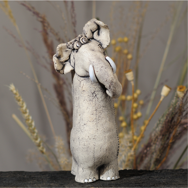 handmade ceramic elephant sculpture tall form