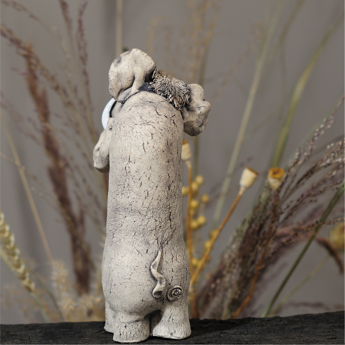 Ceramic Elephant Art Sculpture with Window – Handmade - Image 4