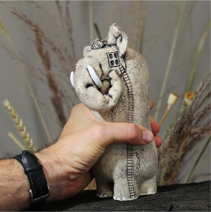 one of a kind ceramic elephant sculpture