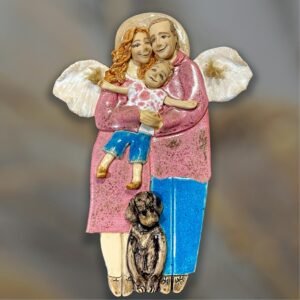 family angel ceramic wall sculpture handmade