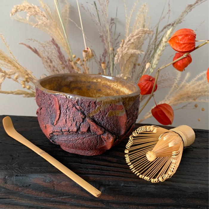 Interior of handmade ceramic bowl with food-safe glazed surface