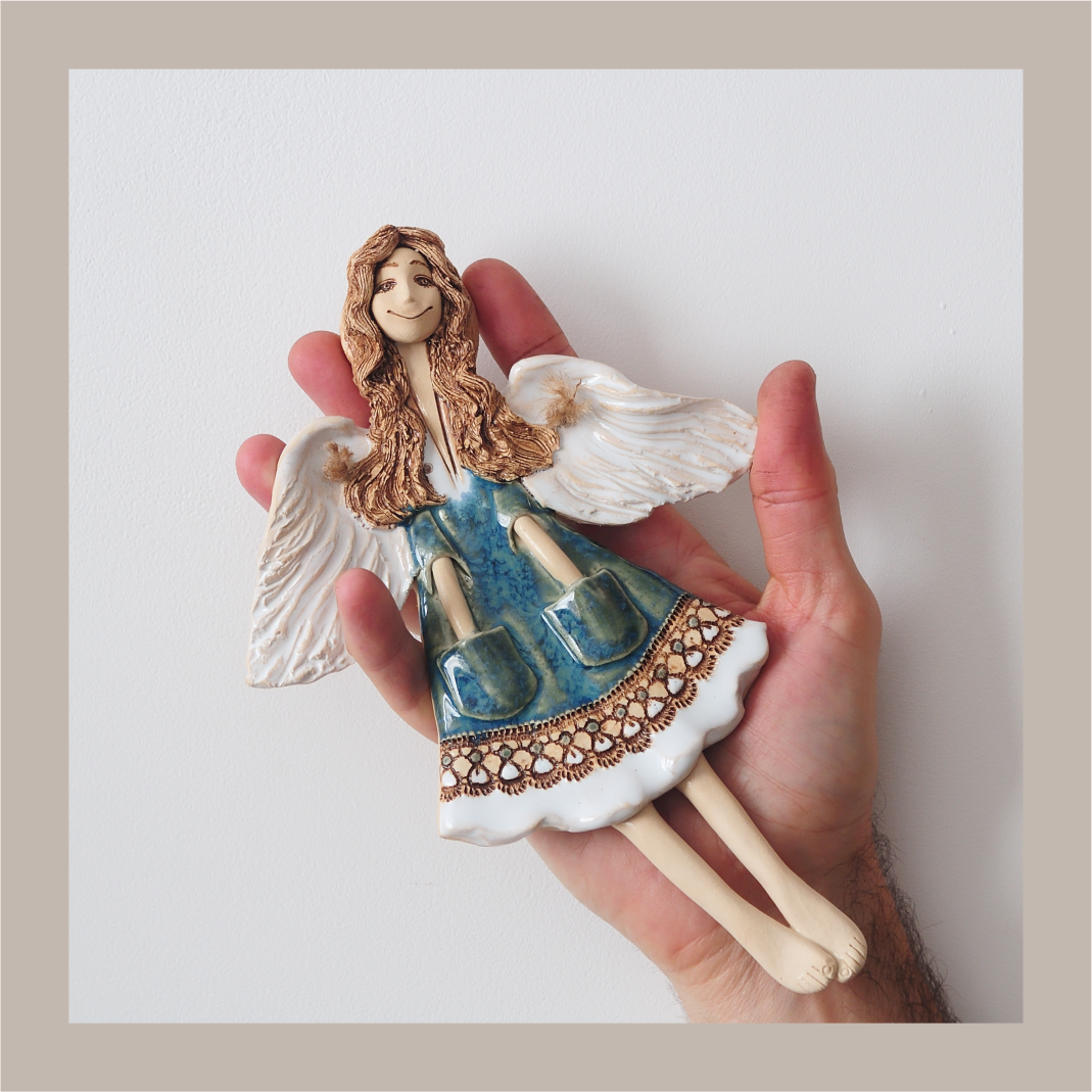 handmade ceramic angel wall decor