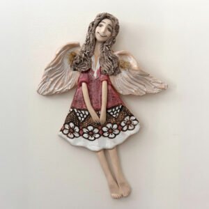 Pink Ceramic Angel Wall Hanging