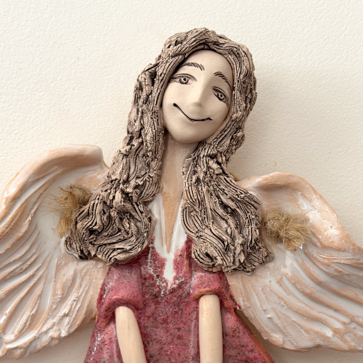 Pink Ceramic Angel Wall Hanging - Image 3