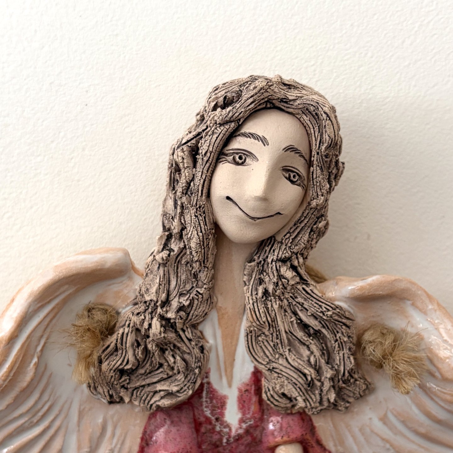 Pink Ceramic Angel Wall Hanging - Image 4