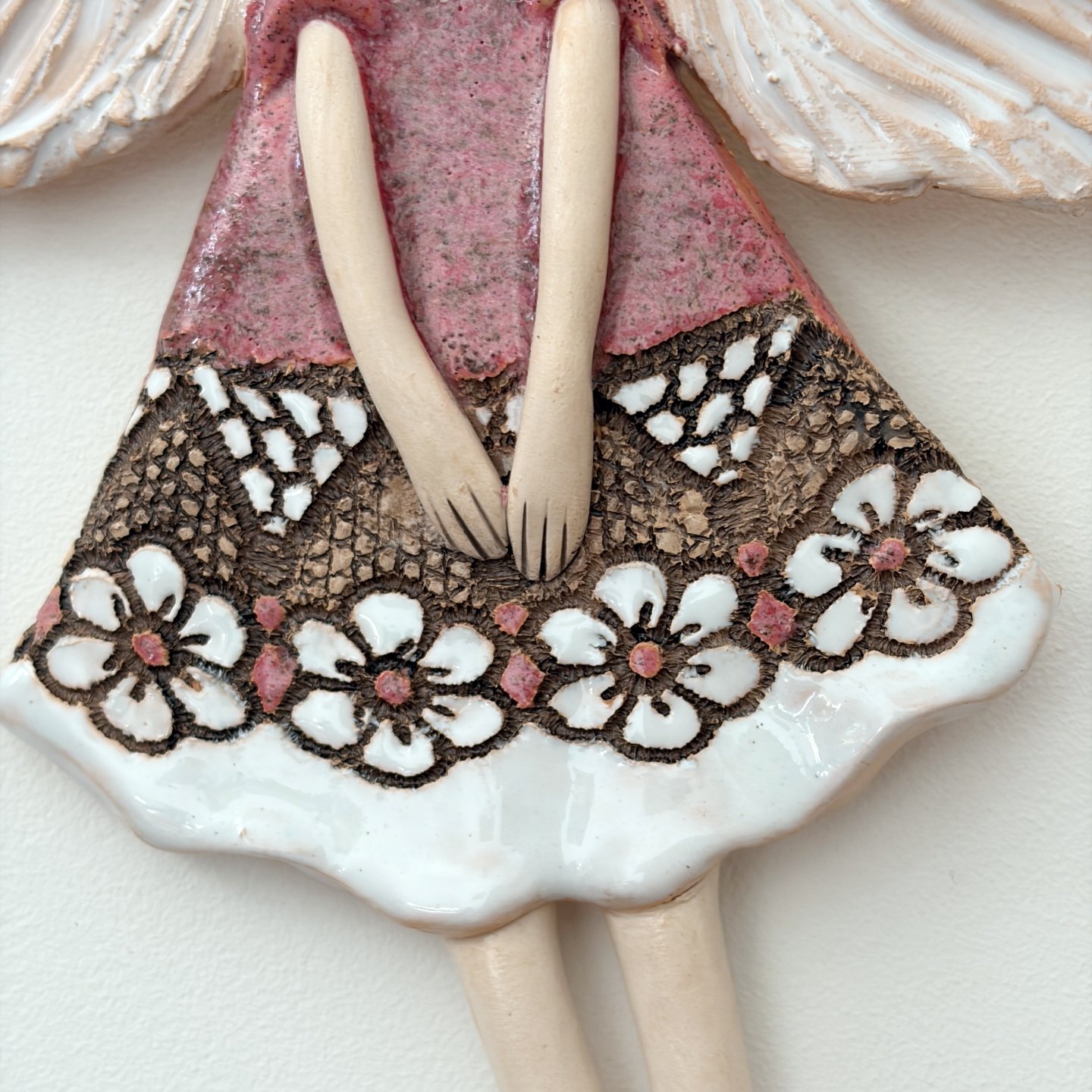 Pink Ceramic Angel Wall Hanging - Image 5