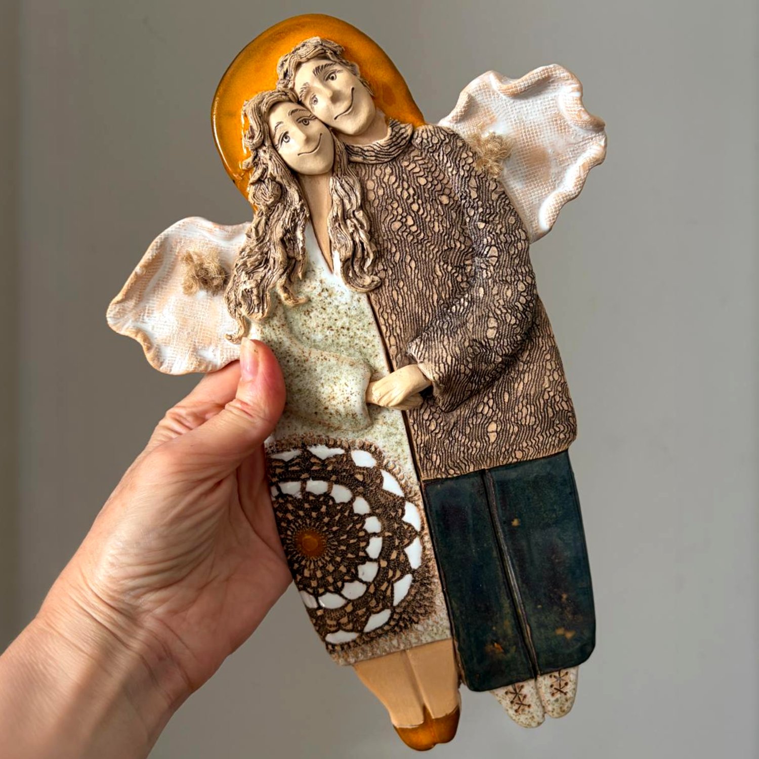 Ceramic Angels Wall Sculpture – Wings of Love - Image 2