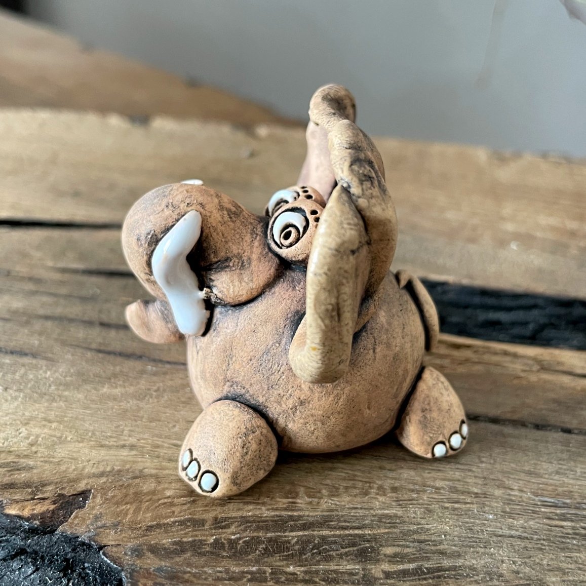 handmade small elephant figurine cute ceramic art