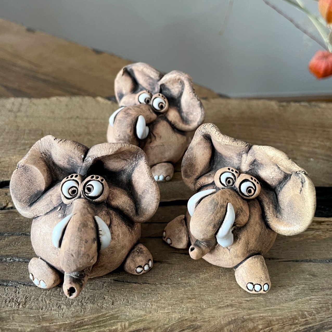 funny small ceramic elephant decor handmade