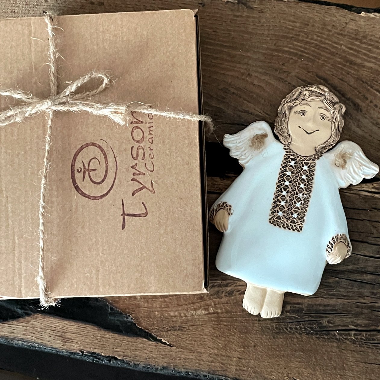 Handmade ceramic angel wall hanging with gift box