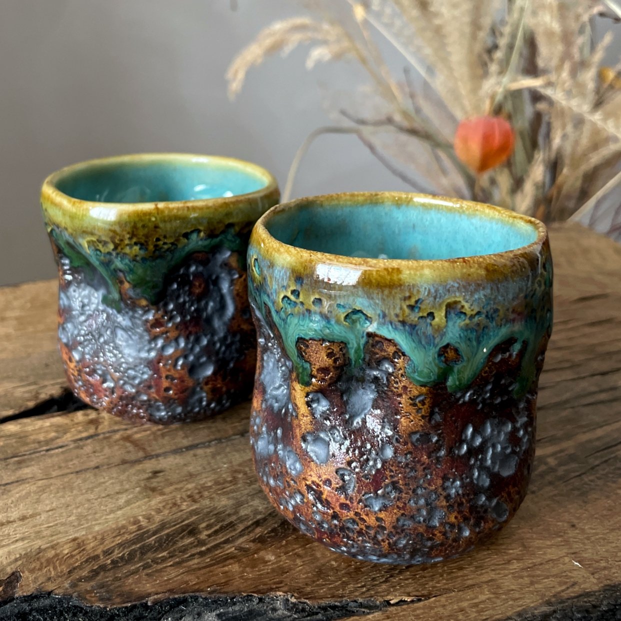 Small handmade ceramic cups from the LAVA series