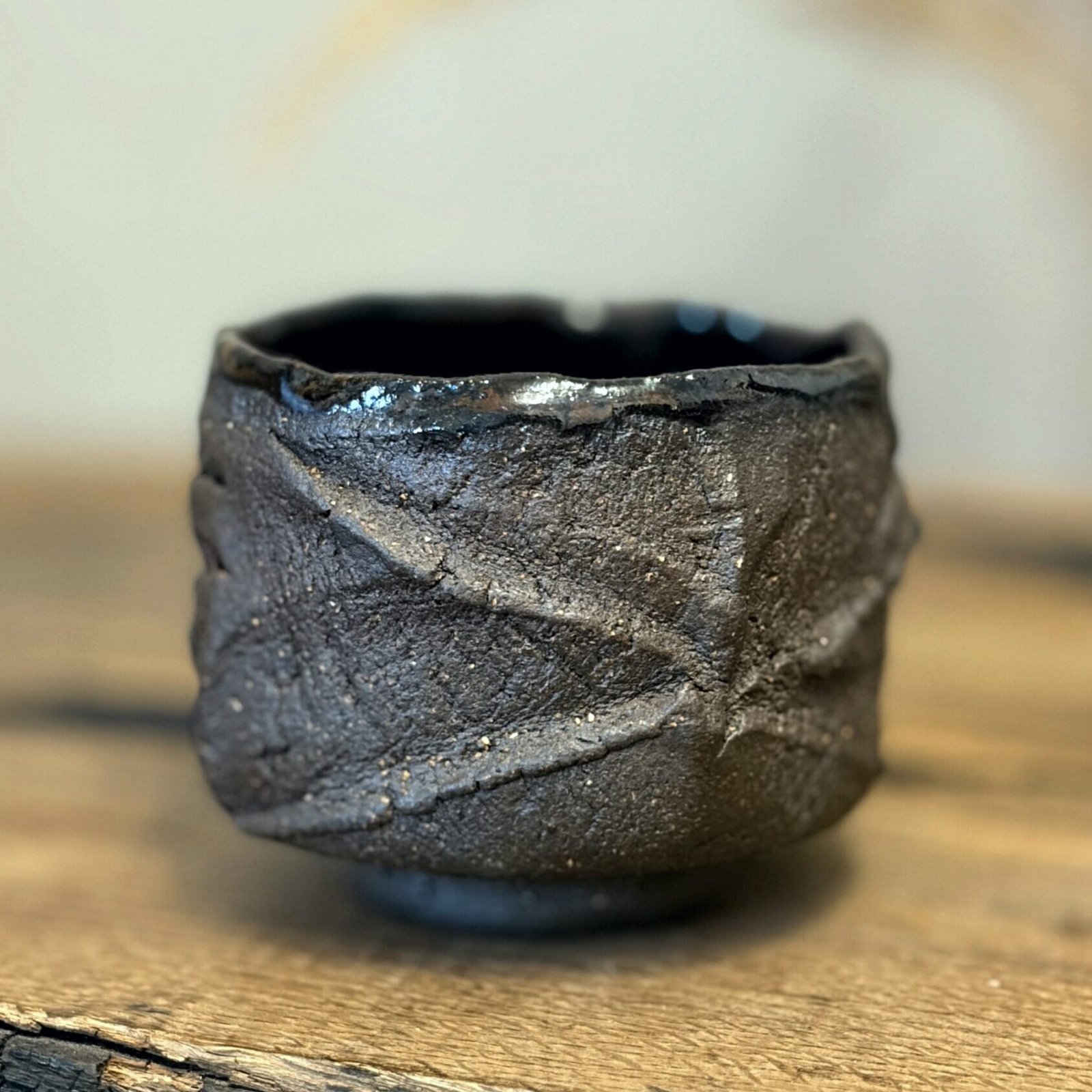 Black Stoneware Kurinuki Tea Cup – Guinomi – 100ml