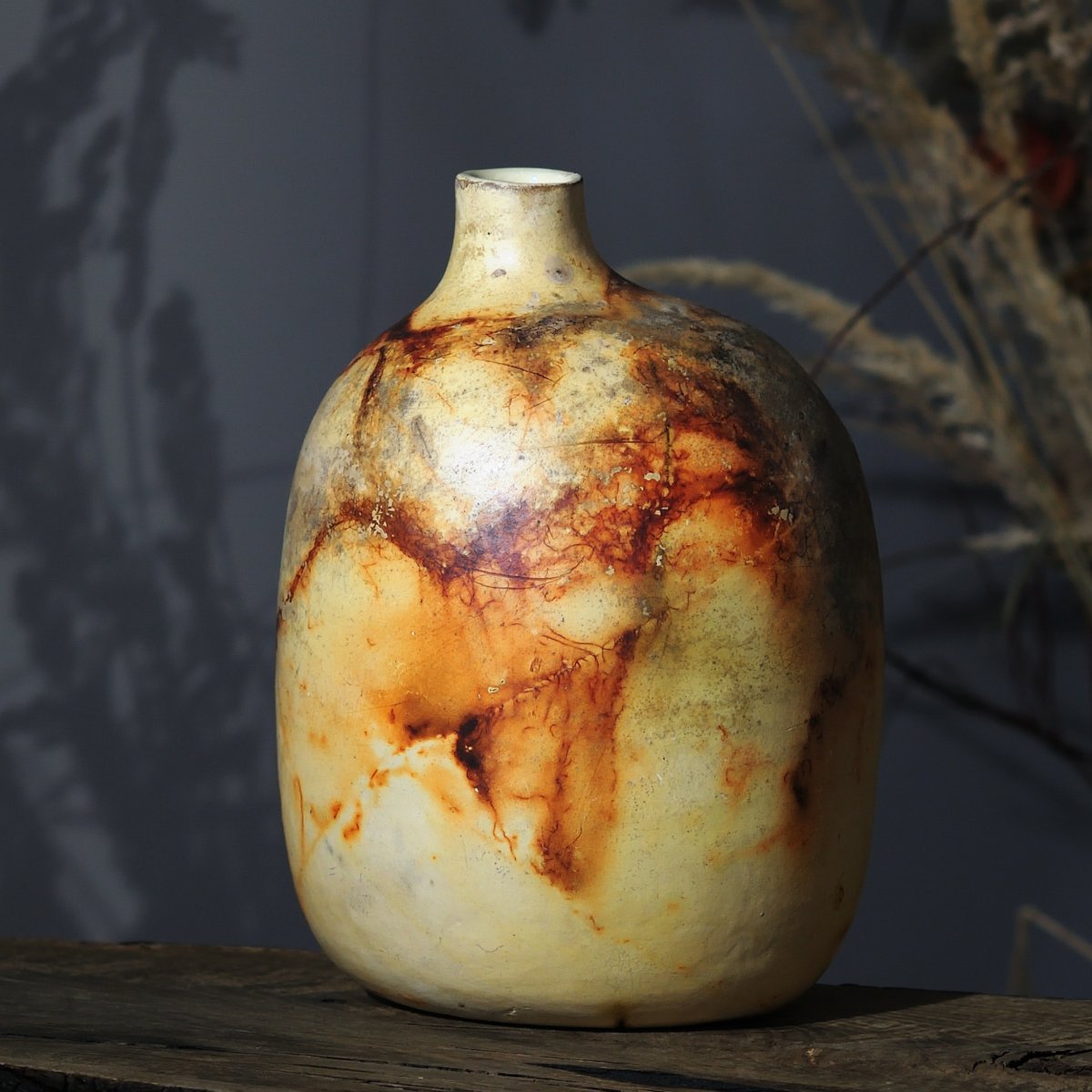 ceramic sculptural vase natural firing patterns