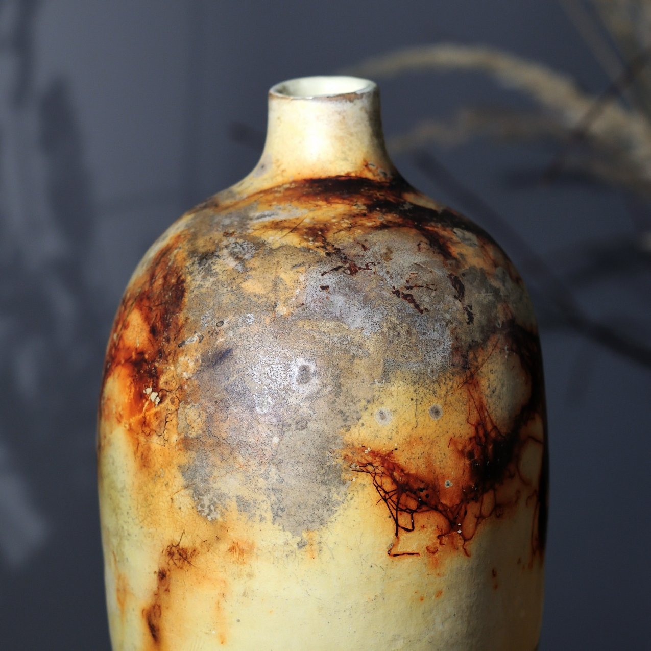 handmade pottery vase bold pattern