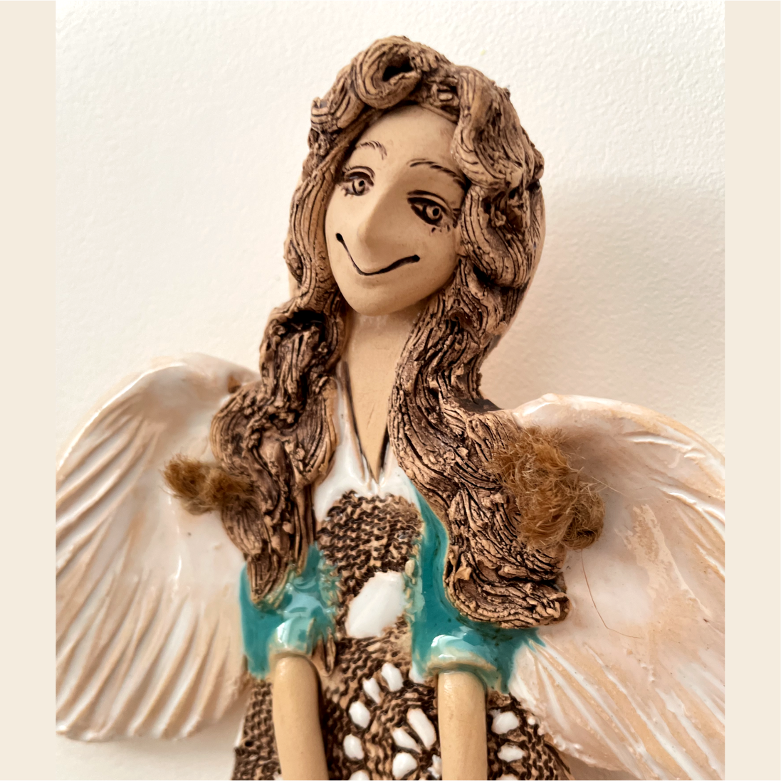 Green Ceramic Angel Sculpture - Image 5