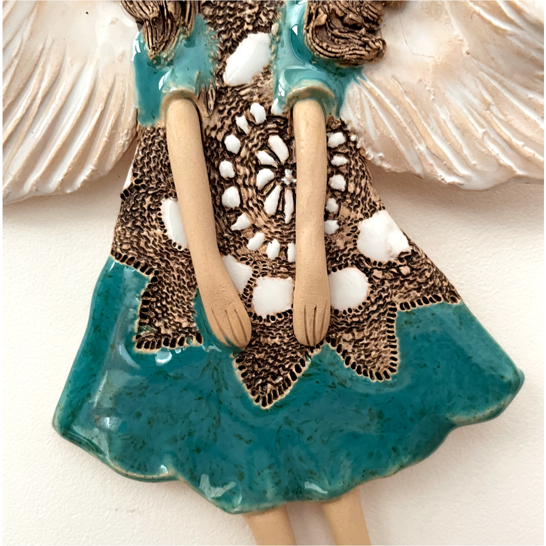Green Ceramic Angel Sculpture - Image 7