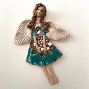 turquoise ceramic angel wall hanging