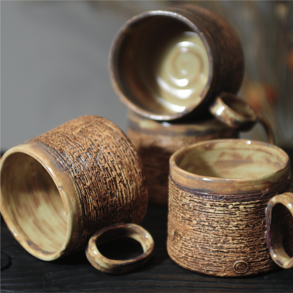 author made ceramic mug detail