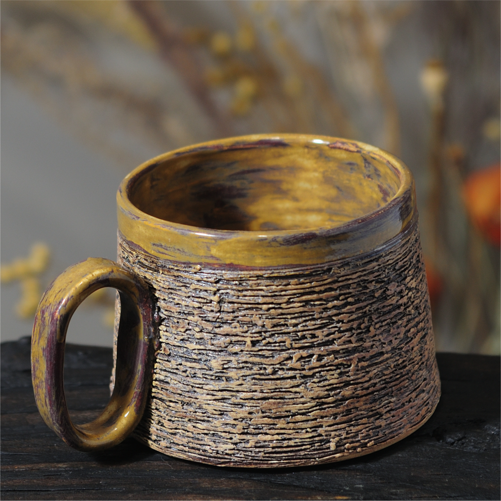 handmade ceramic mug 250 ml textured surface