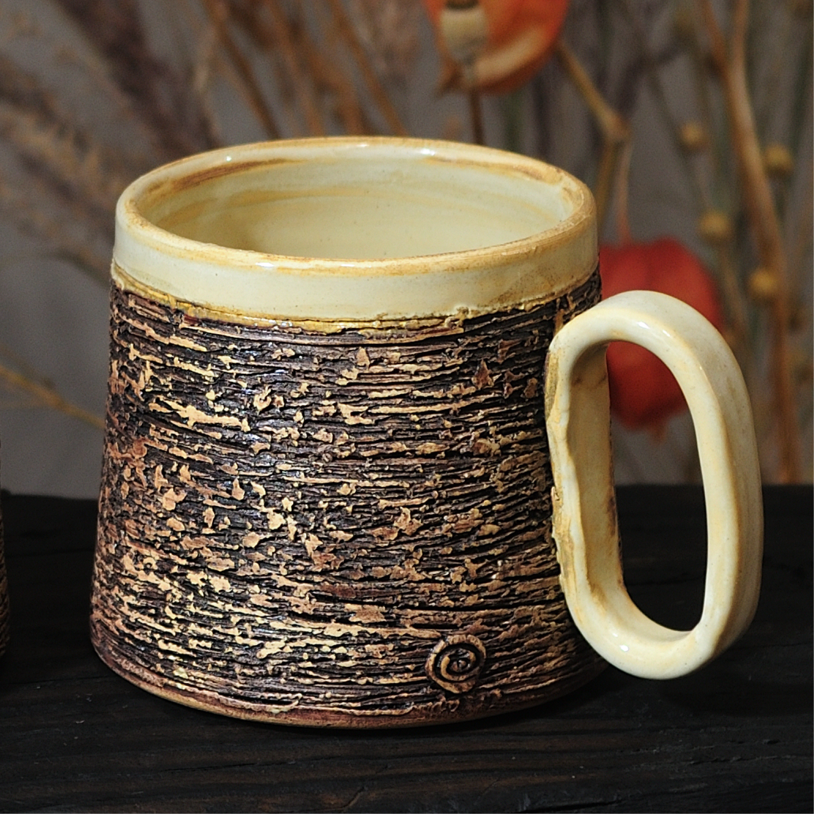 handmade ceramic mug 350 ml textured surface