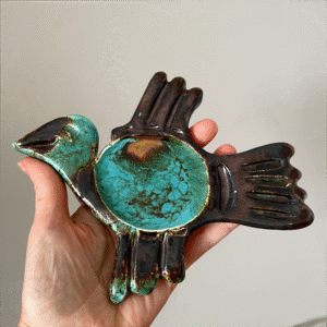 Handmade ceramic bird wall sculpture