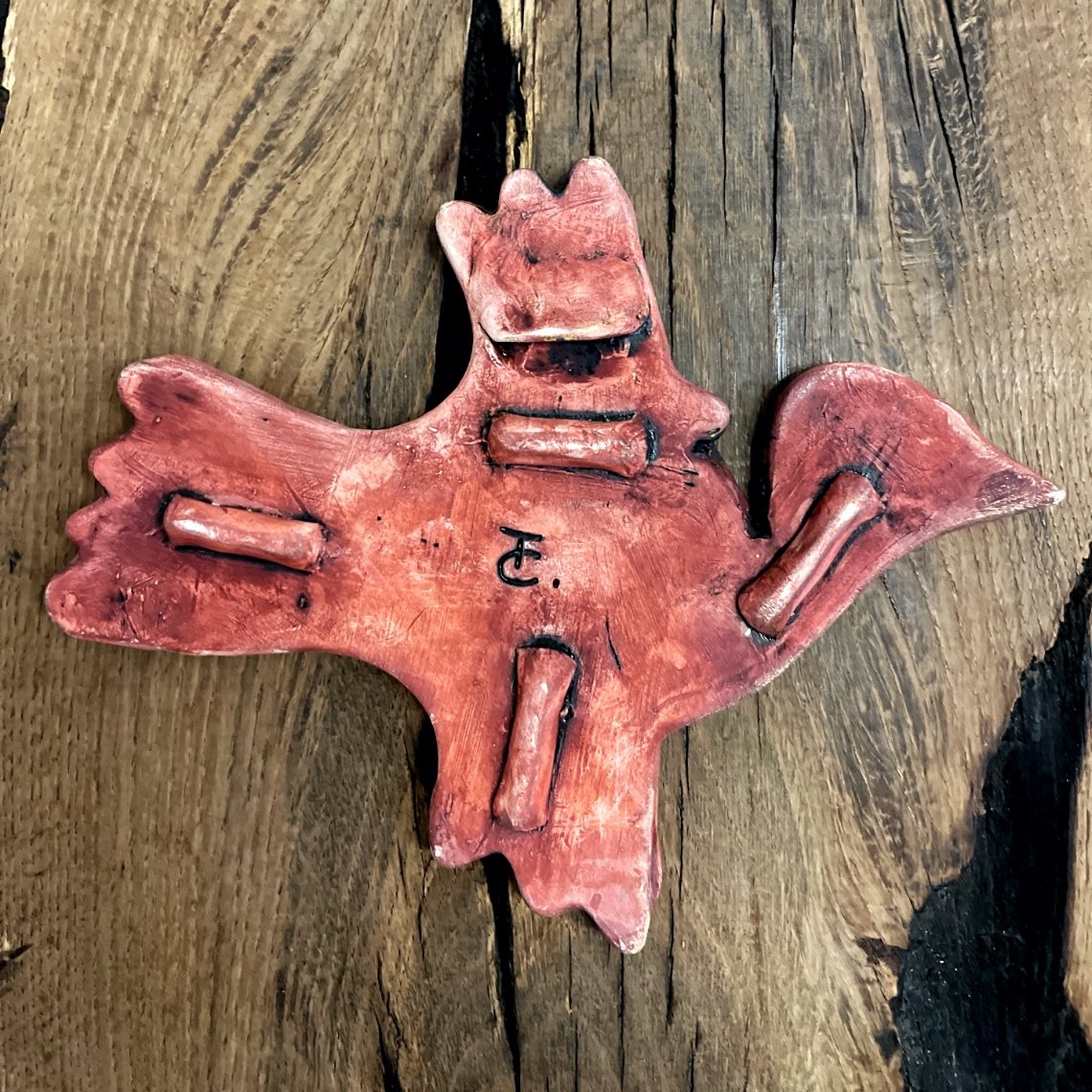 Ceramic bird wall hanging handcrafted from stoneware clay