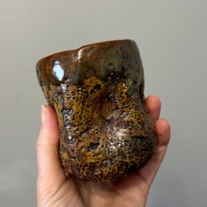 Ceramic yunomi tea cup for tea and coffee with rustic glaze