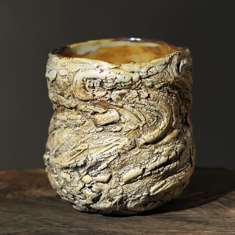 textured ceramic cup for tea and coffee